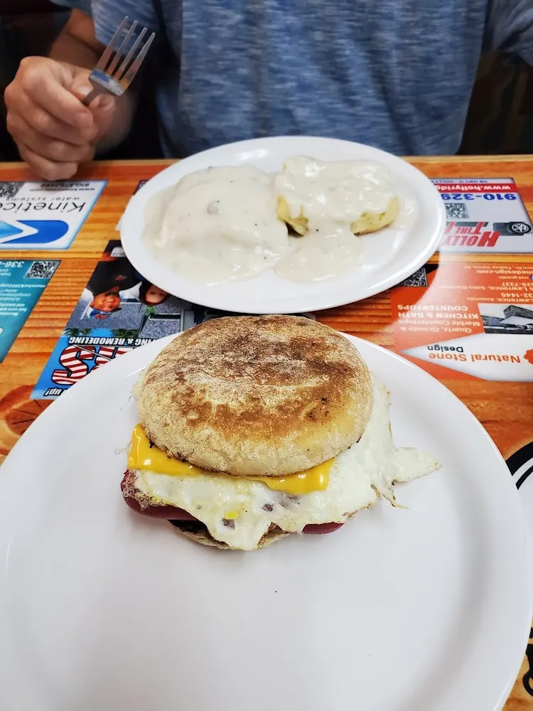 Red Hot Egg Sandwich Biscuit with Gravy